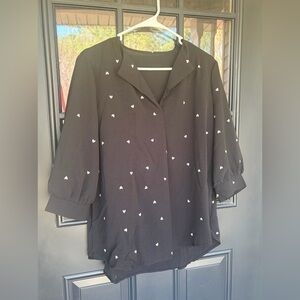 Black Heart Print Women's Top